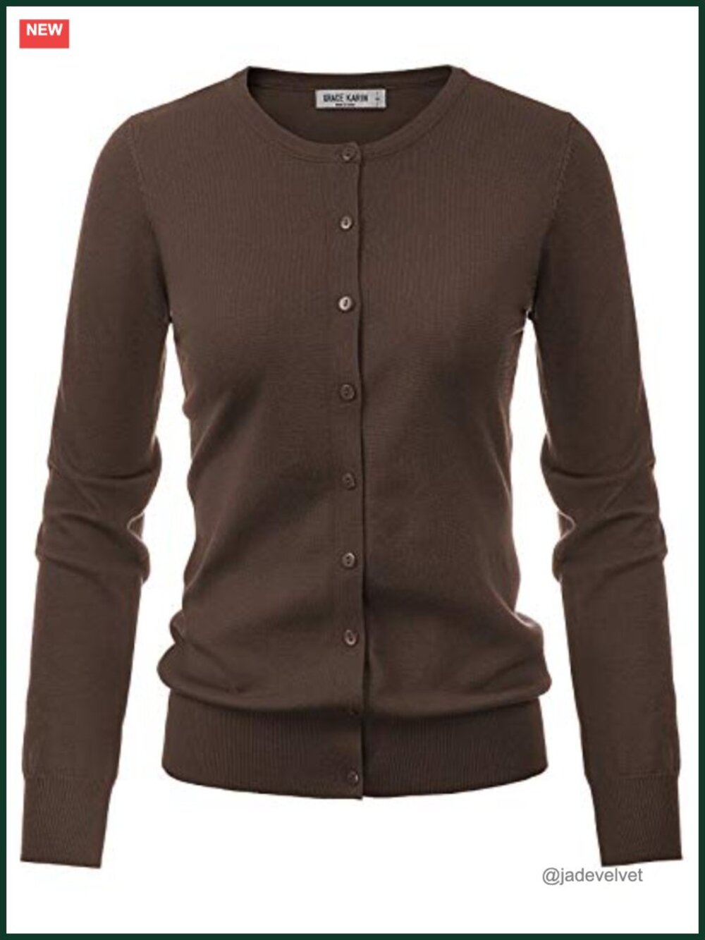 Lightweight Button Up Knit Cardigan Crew Neck Long Sleeve Fall Sweater